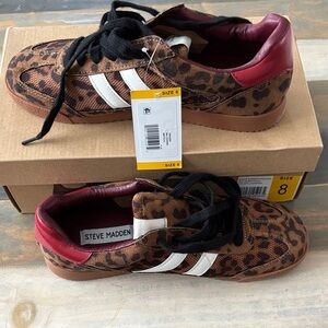 Steve Madden Women’s Sneakers with Leopard and Burgundy Accents